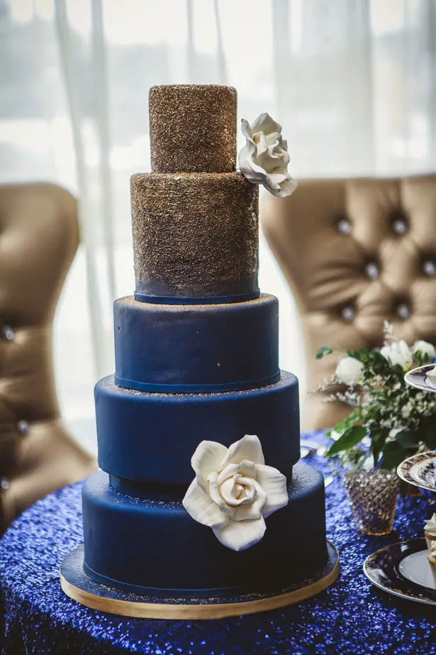 Navy Blue and Gold Wedding Cake Belle The Magazine