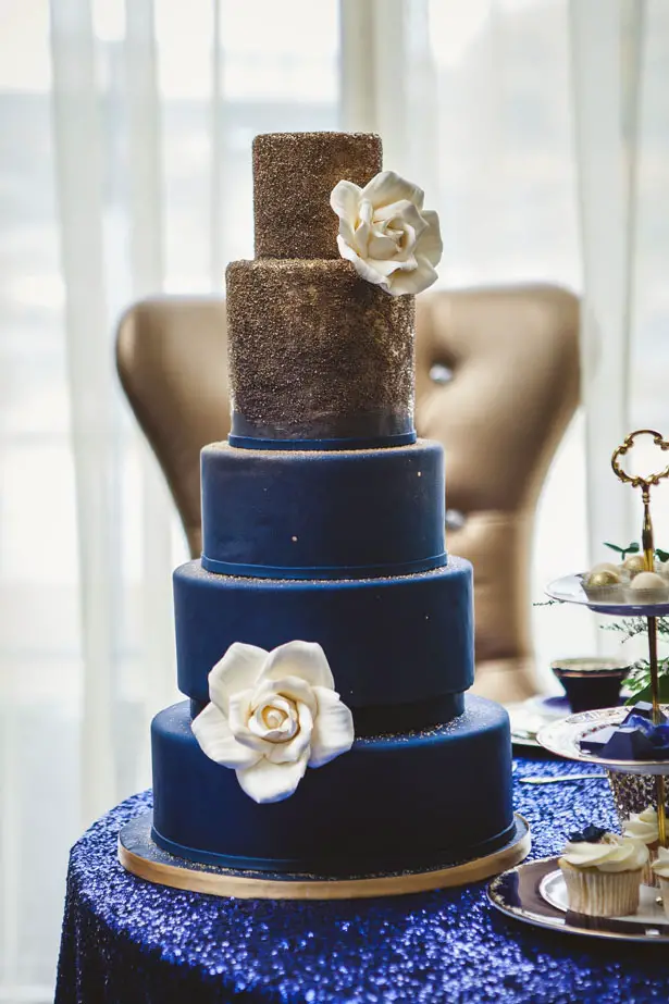 Royal Blue and Gold Wedding Cake Belle The Magazine
