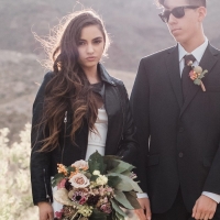 Rock and Roll Bridal Inspiration with Bohemian Desert Vibes + A Bridal Leather Jacket Giveaway