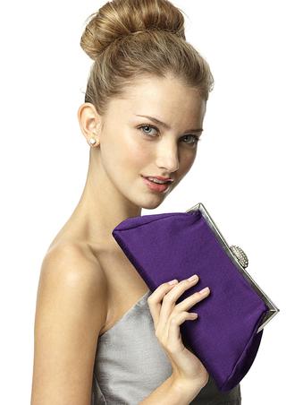 Small Satin Black Purse Clutch Trapezium Shape Handbag Trapezoidal