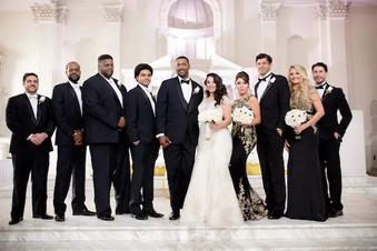 Black white and gold bridesmaid dresses top