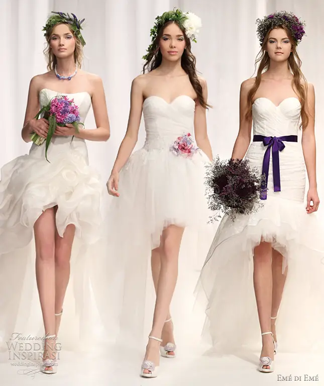 Bridal Fashion Mullet Wedding Dresses Party In The Front 1 Eme Di Source 2 Francesca 3 Alexander Mcqueen 4 Mikaella 5 David S Bridal 6 7 8 Atelier Aimee