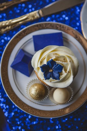 Royal Blue and Gold Wedding Desserts