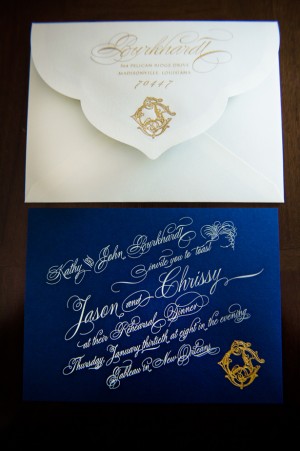 navy blue elegant wedding invites