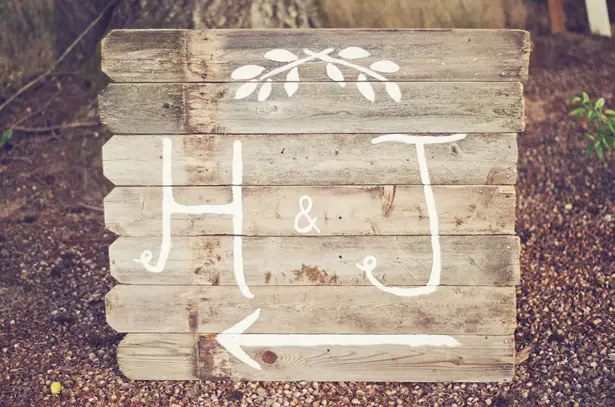 Rustic wood wedding sign