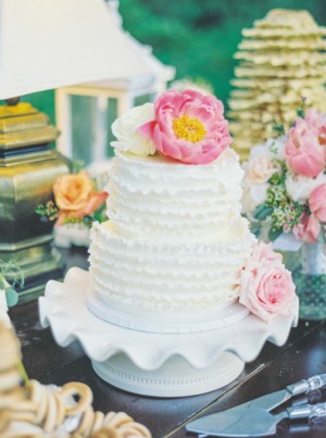 White Ruffled Wedding Cake ~ Pasha Belman Photography