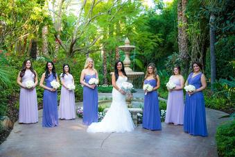 purple and blue wedding party