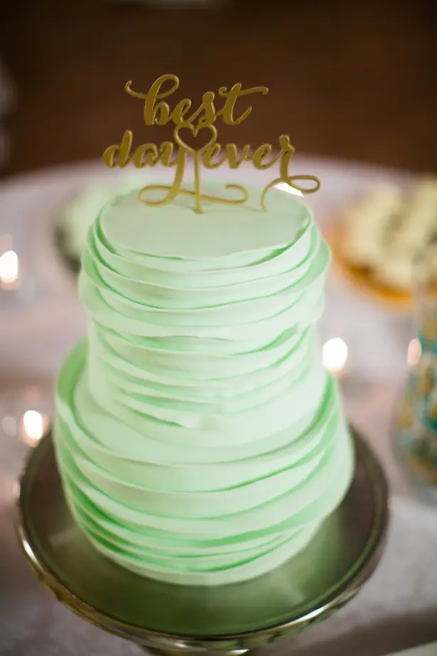 Mint and Gold #Wedding Cake- Caroline Ross Photography