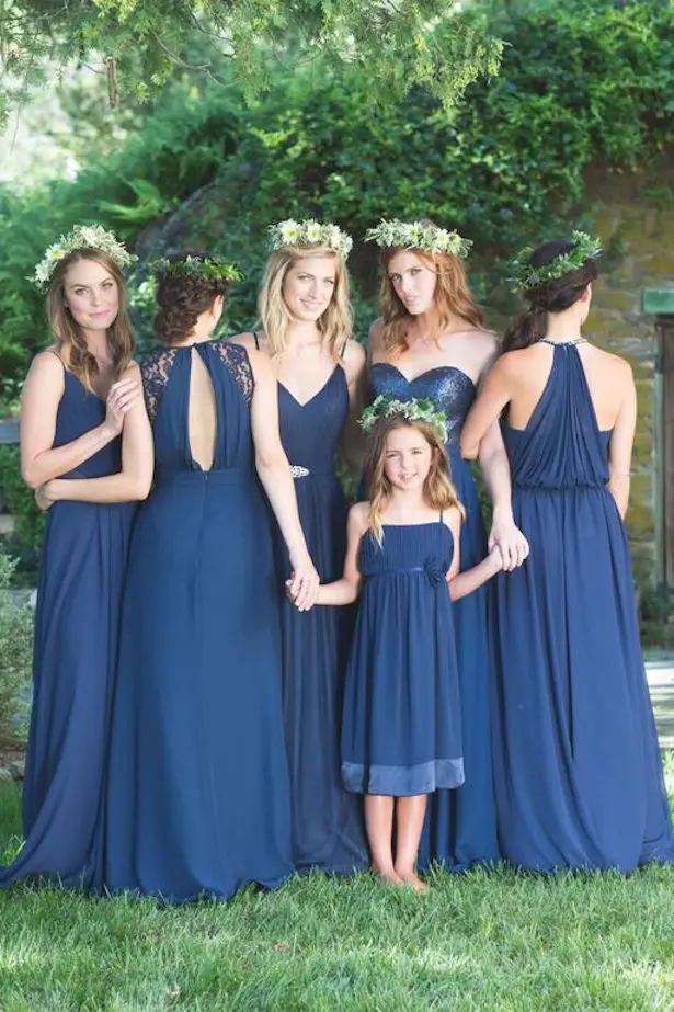 smokey blue bridesmaid dresses