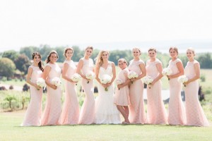 Powder pink bridesmaid dresses - Dan and Melissa
