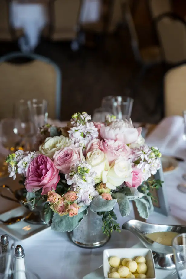 Wedding floral centerpice - Jeramie Lu Photography