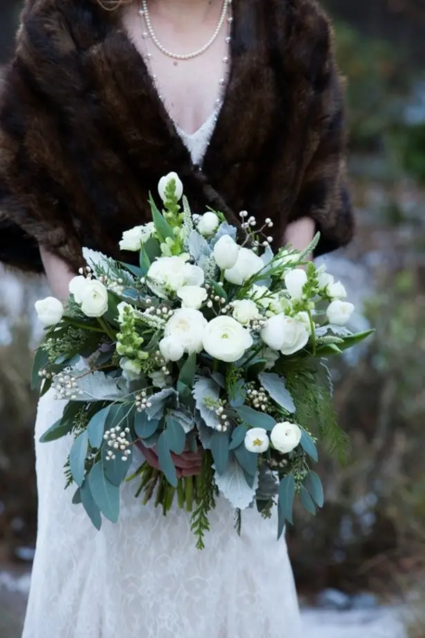 Winter Wedding bouquet - LLC Heather Mayer Photography