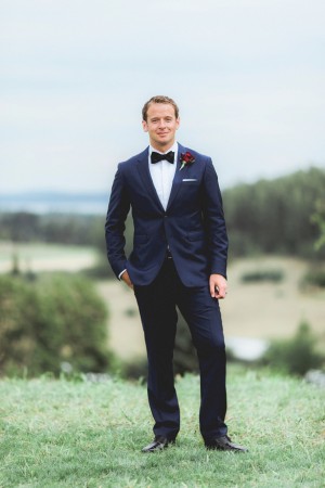 Groom's look , navy blue suite - Dan and Melissa