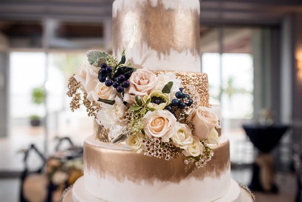Gold wedding cake details - Stacy Anderson Photography