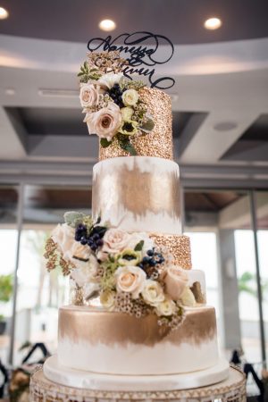 Gold wedding cake details -Stacy Anderson Photography