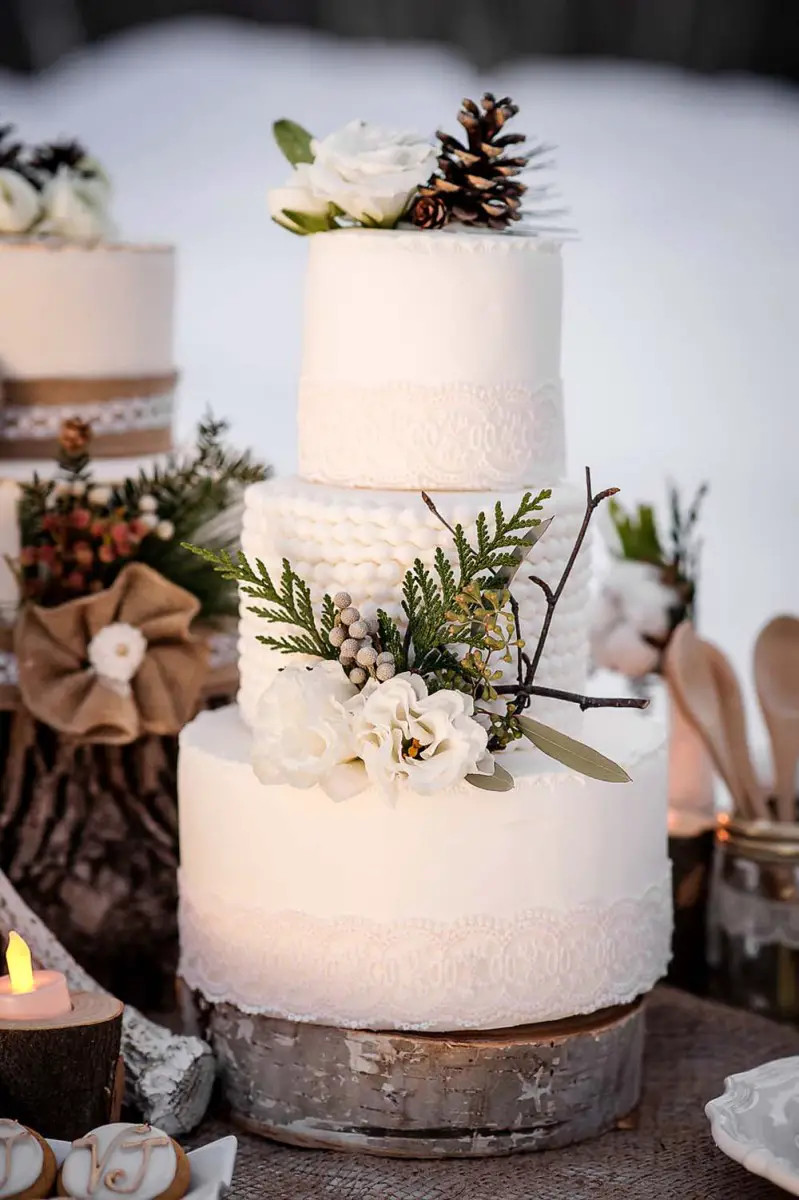 Winter Wedding Cake - Genevieve Albert Photography