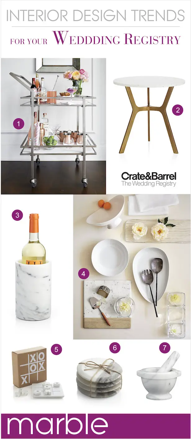 The Hottest Interior Design Trends for your Wedding Registry - Marble