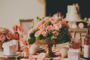 Pink and peach wedding centerpiece- Cristina Navarro Photography