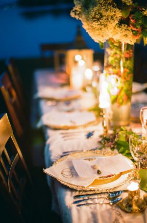 Wedding Tablescape with Place setting - Sage to Sea Film Photography