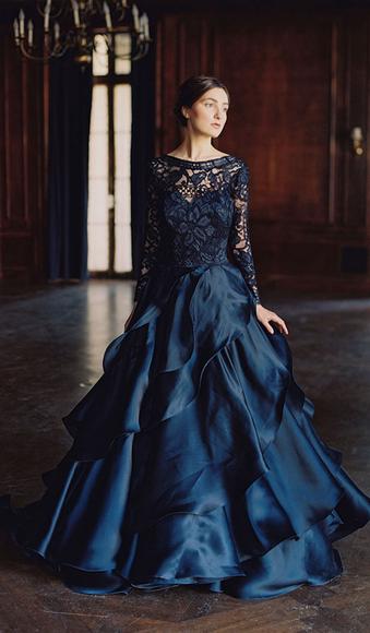 blue and black wedding dress