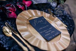Gold wedding place setting - Sweet Blooms Photography