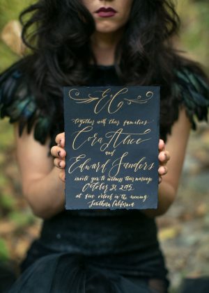 Black wedding invitation - Sweet Blooms Photography
