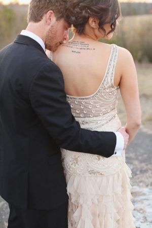 Shoulder wedding kiss - j.woodbery photography