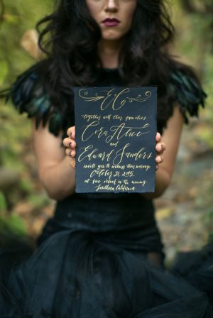 Wedding black and gold invitation - Sweet Blooms Photography