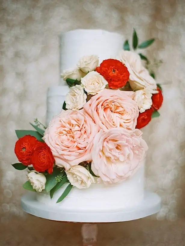 Romantic Floral Wedding Cake - Photography: Brumley And Wells
