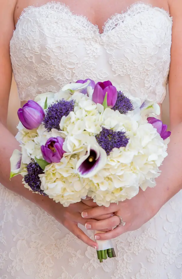 White and purple wedding bouquet - Life's Highlights