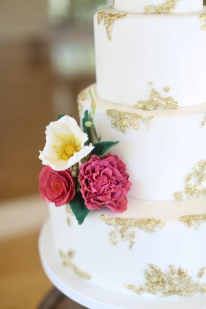 Gold detailed wedding cake - Sarah Goodwin Photography