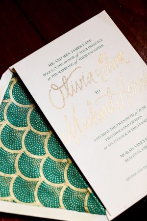 Green wedding envelopes - Sarah Goodwin Photography