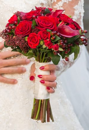 Red Wedding Bouquet - Cameo Photography