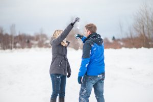 Snow Fight Engagement Photo - Wren Photography