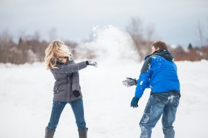 Snowball Fight Engagement Picture Winter Engagement Session - Wren Photography