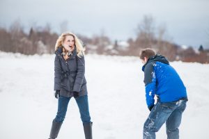Snow Fight Engagement Session - Wren Photography