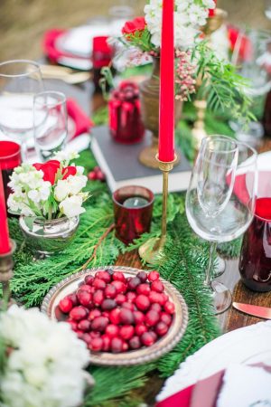 Christmas inspired wedding table centerpieces - Dani Cowan Photography