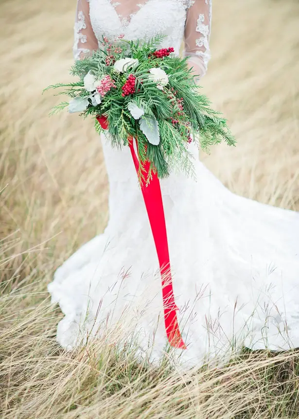 Holiday inspired bridal bouquet - Dani Cowan Photography