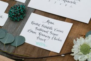 Wedding menu note - Erin Johnson Photography