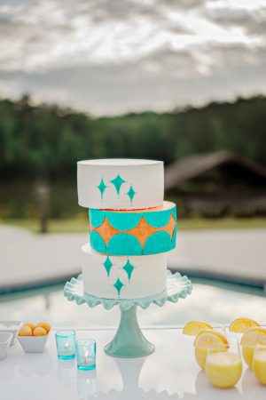 Aqua wedding cake - Andie Freeman Photography