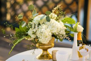 White and gold wedding centerpiece - Kristopher Lindsay Photography