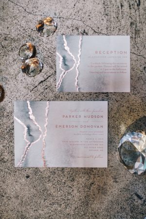 Foil wedding invitation -Erika Layne Photography
