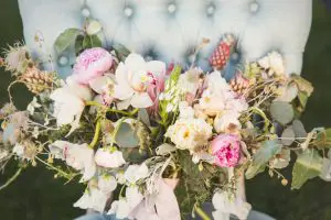 Pink pineapples wedding bouquet - Emily Joanne Wedding Films & Photography