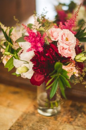 Red and pink wedding bouquet - Sam Hurd Photography
