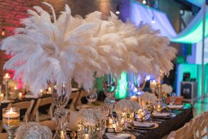 Tall feather wedding centerpieces - Rita Wortham photography