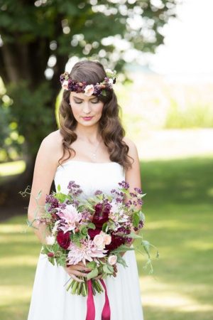 Boho bride with floral crown - LLC Heather Mayer Photographers