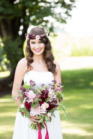 Boho bride with floral crown - LLC Heather Mayer Photographers