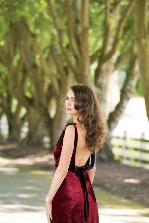 Low back red wedding dress - LLC Heather Mayer Photographers