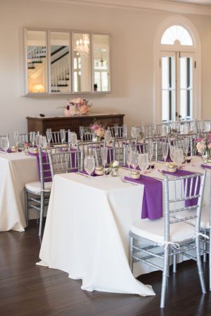Purple wedding linens - Corner House Photography