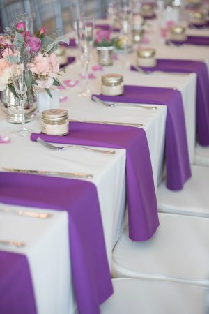 Purple wedding table-scape - Corner House Photography